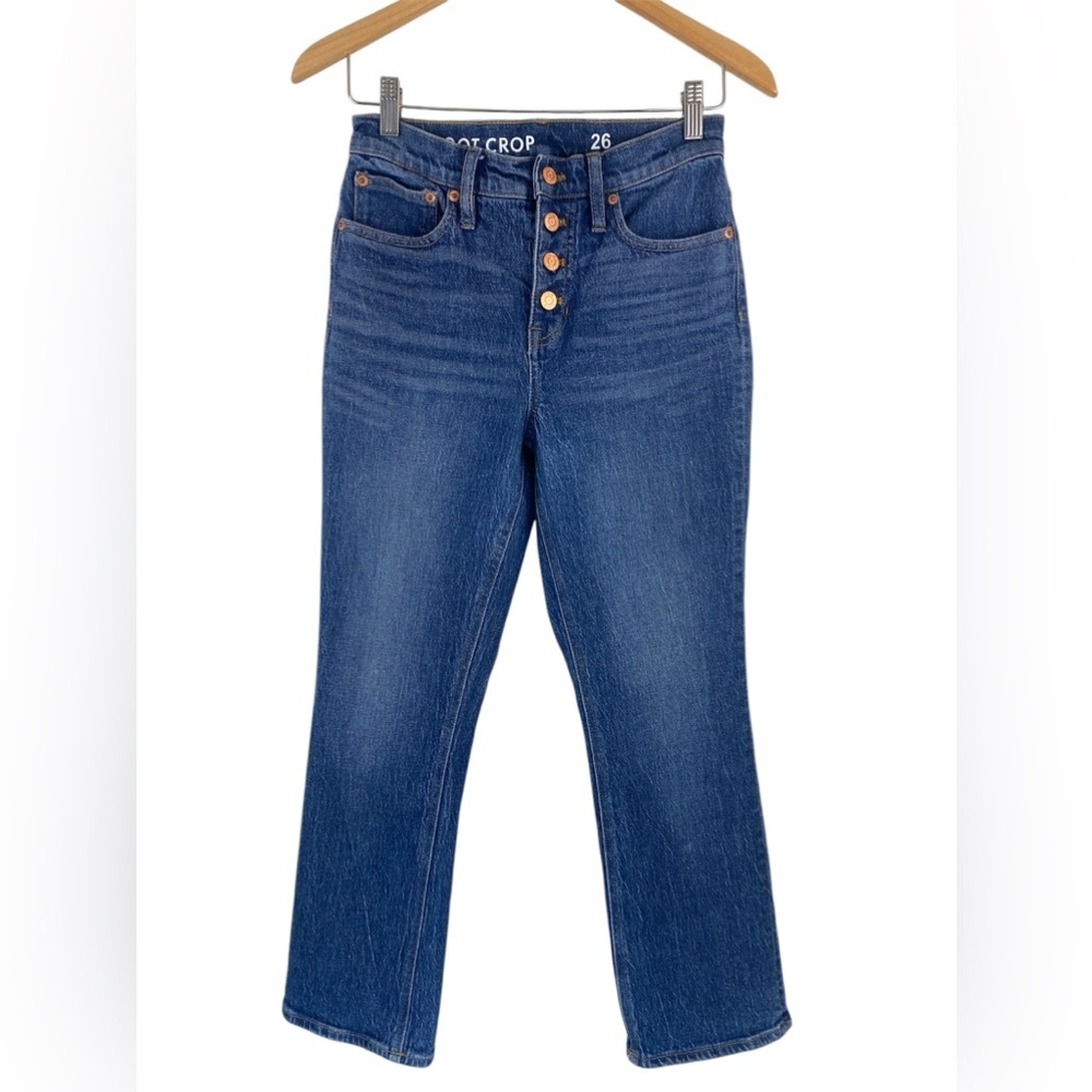 J. Crew 10" demi-boot crop jean in Stone Street wash Button fly BF545